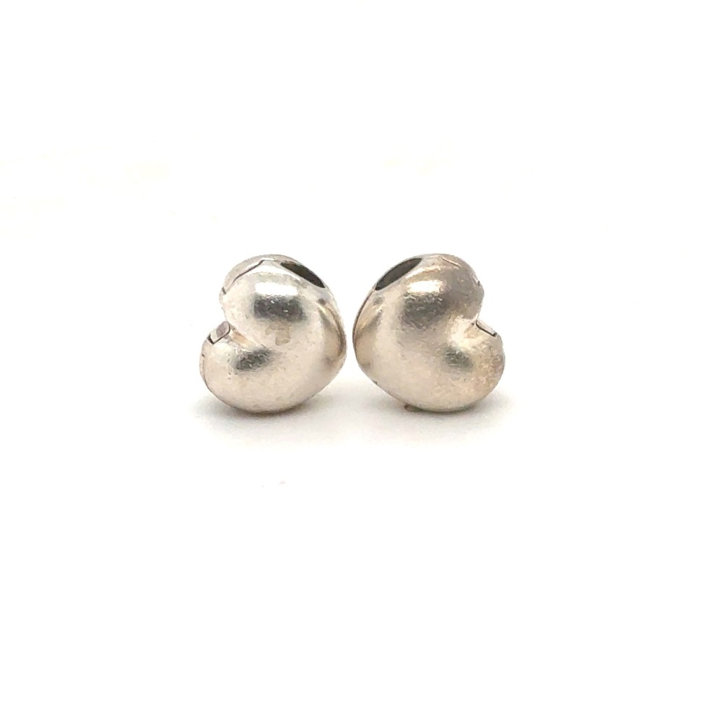 Pandora Sterling Silver Puffy Heart Clips Set of 2 S925 ALE 790591